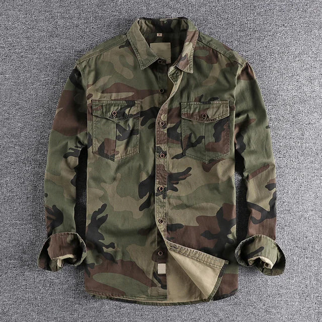 Chemise Homme Camouflage Urbaine Décontractée avec Poches 1