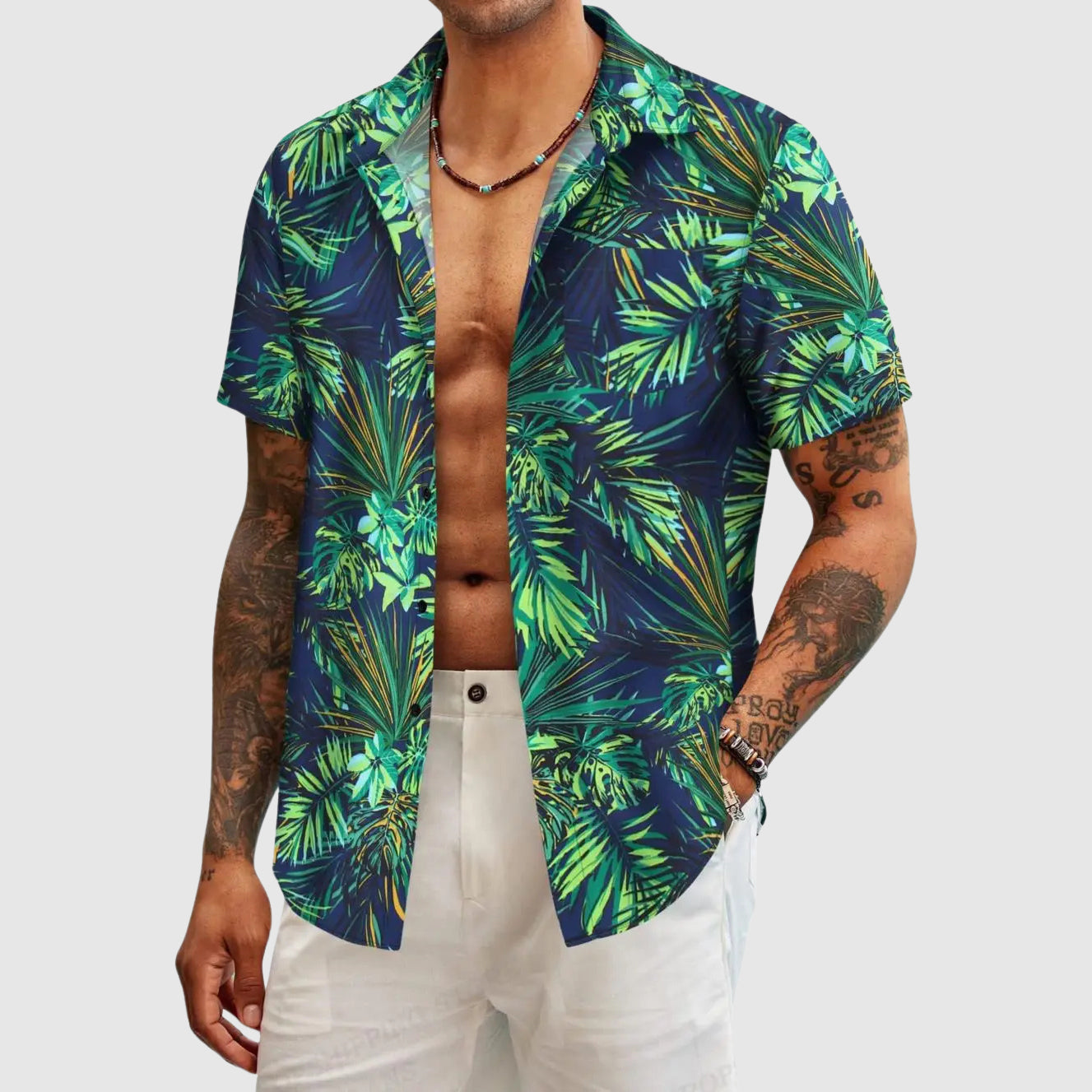 Chemise Homme Décontractée Imprimé Floral 4