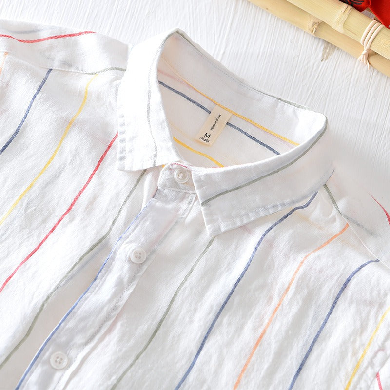 Chemise Homme Été Coupe Ajustée en Lin Coton 2