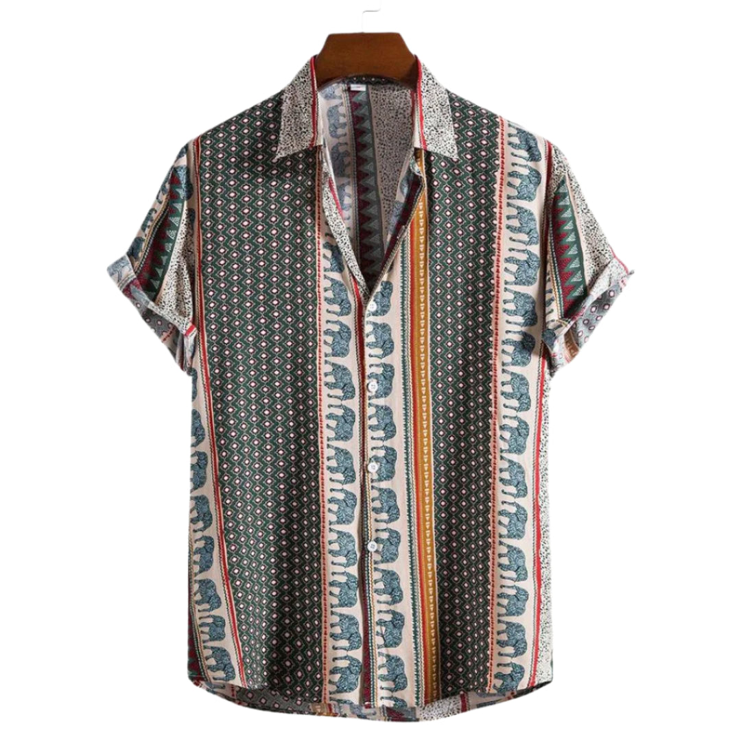 Chemise Homme Géométrique Éléphant Tissu Léger Aéré 0