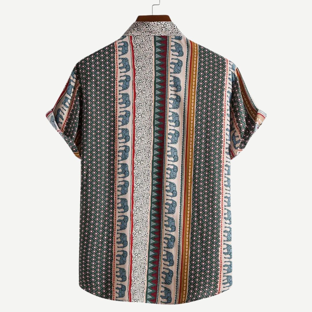 Chemise Homme Géométrique Éléphant Tissu Léger Aéré 1
