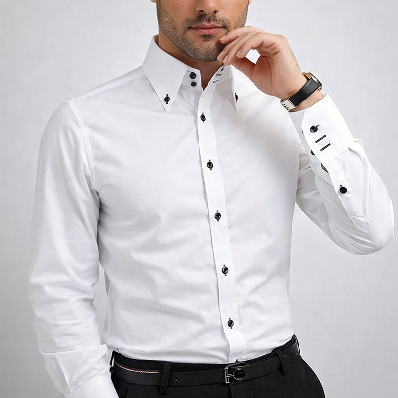 Chemise Homme Habillée Classique à Boutons Contrastés 3