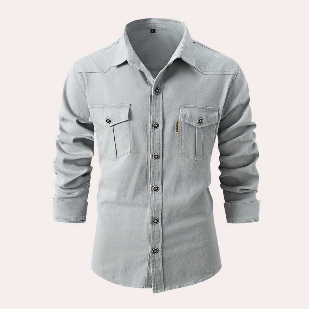 Chemise Homme à Manches Longues avec Poches 2