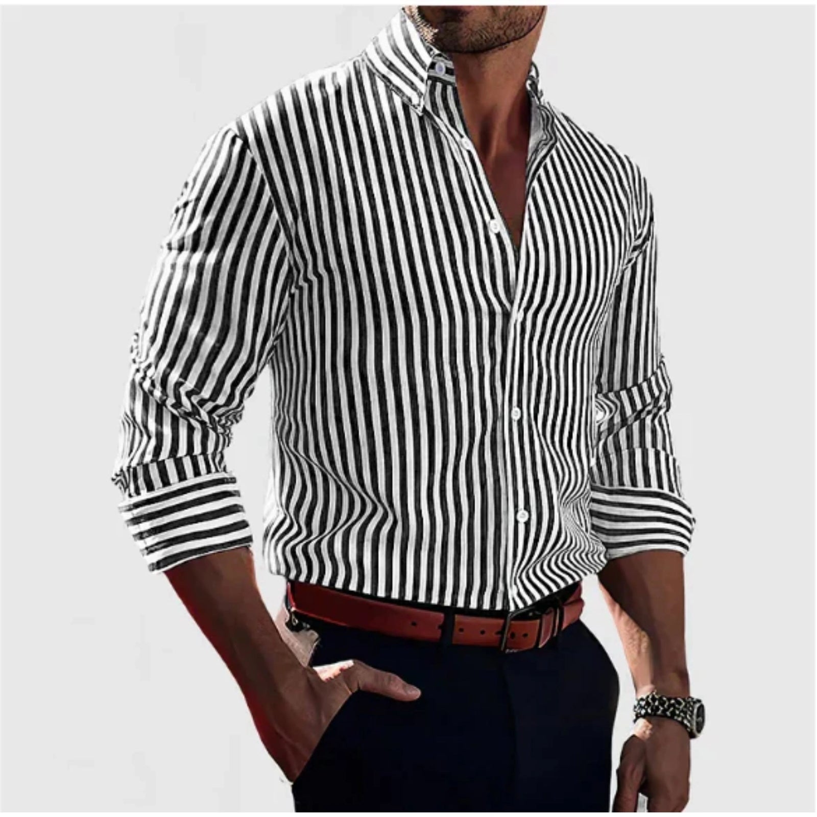 Chemise Homme à Rayures Moderne 1
