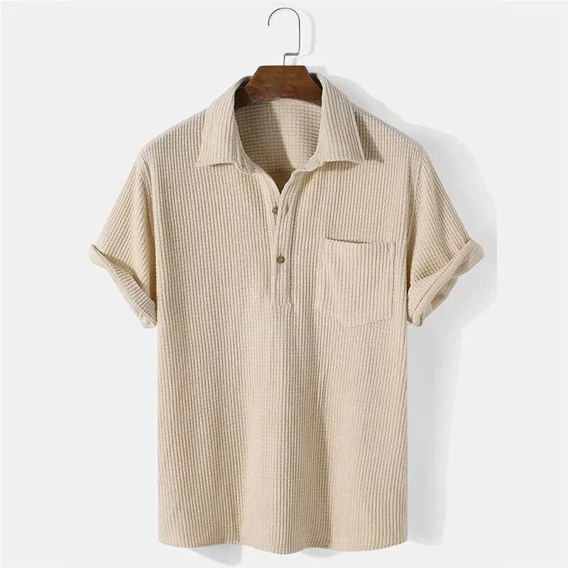 Chemise Polo Homme Coton à Motif Waffle 3
