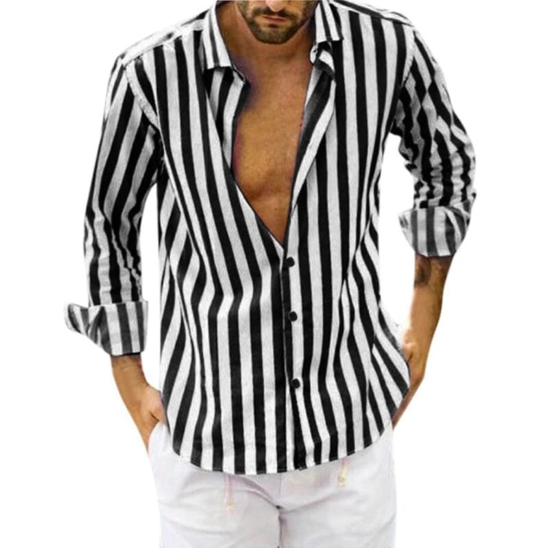 Chemise à Rayures pour Hommes Classique 0