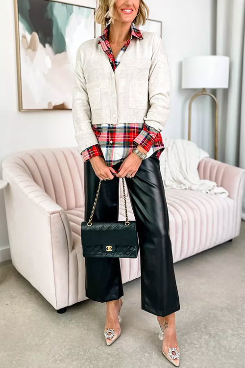 Chemise à carreaux classique pour femmes à manches longues 5