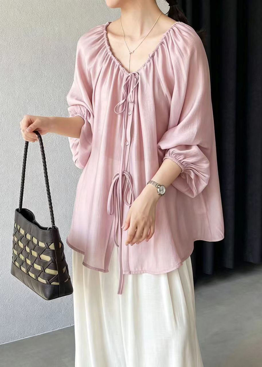 Chemise ample femme à cordon de serrage style estival 1