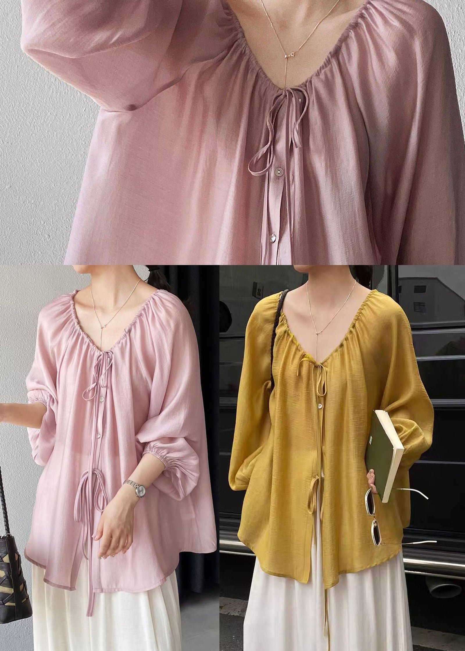 Chemise ample femme à cordon de serrage style estival 4