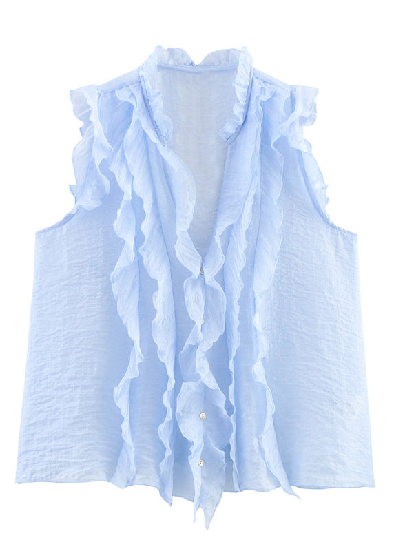 Chemise d'été à volants pour femme col en V 4