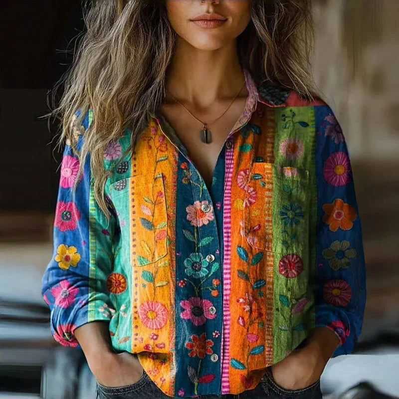 Chemisier Femme Bohème Vintage Imprimé Évasé 4