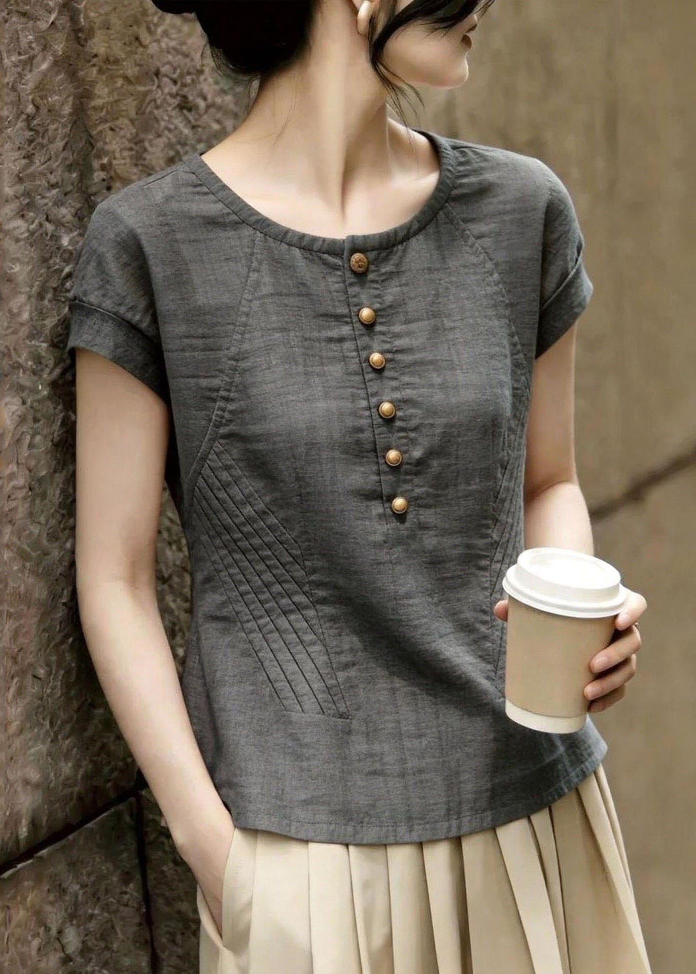 Chemisier Femme Col Rond Coupe Ample Été 2