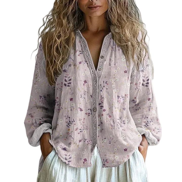 Chemisier Femme Imprimé Feuilles Chic 1