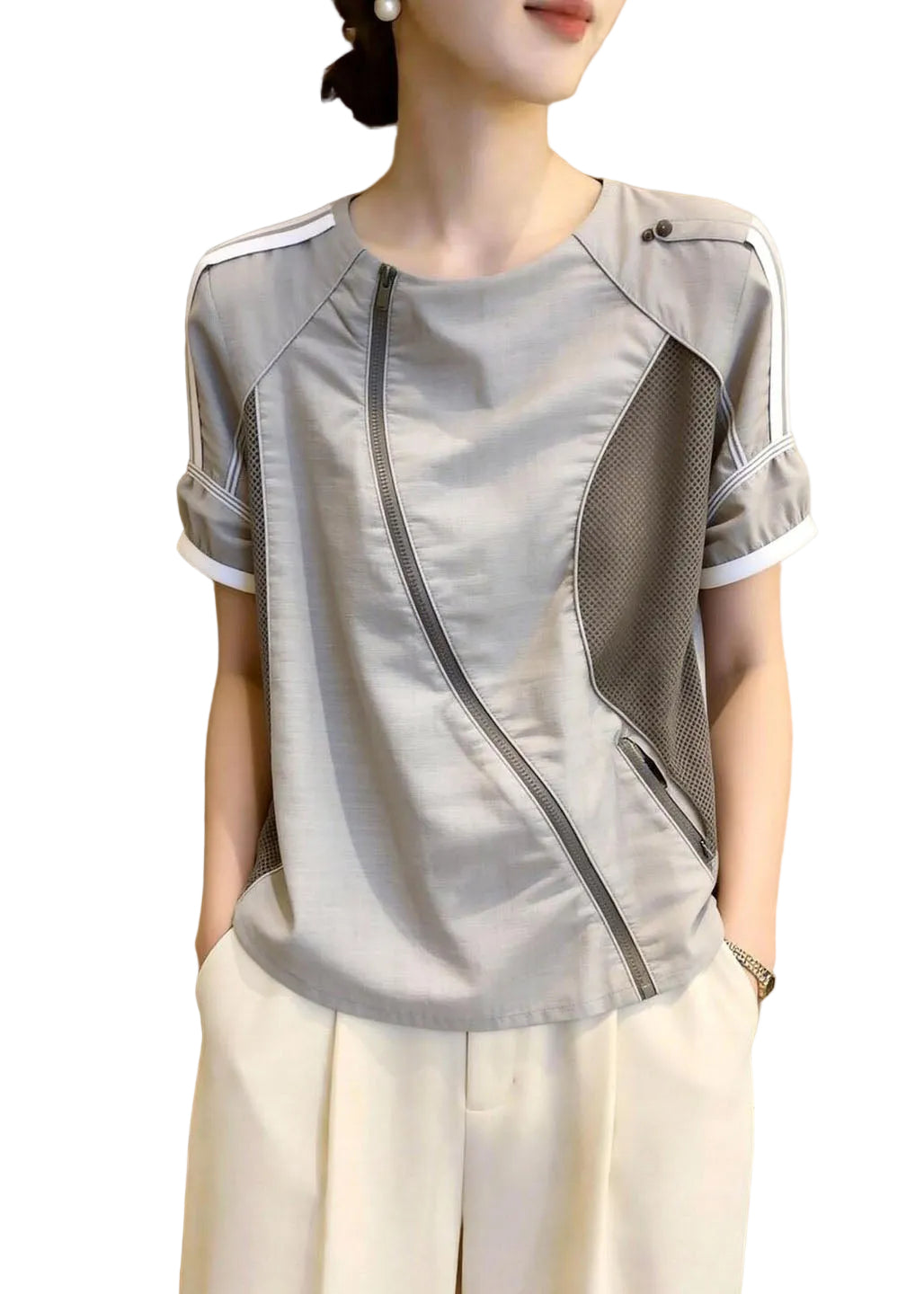 Chemisier Femme Patchwork Col Rond Style Estival 0