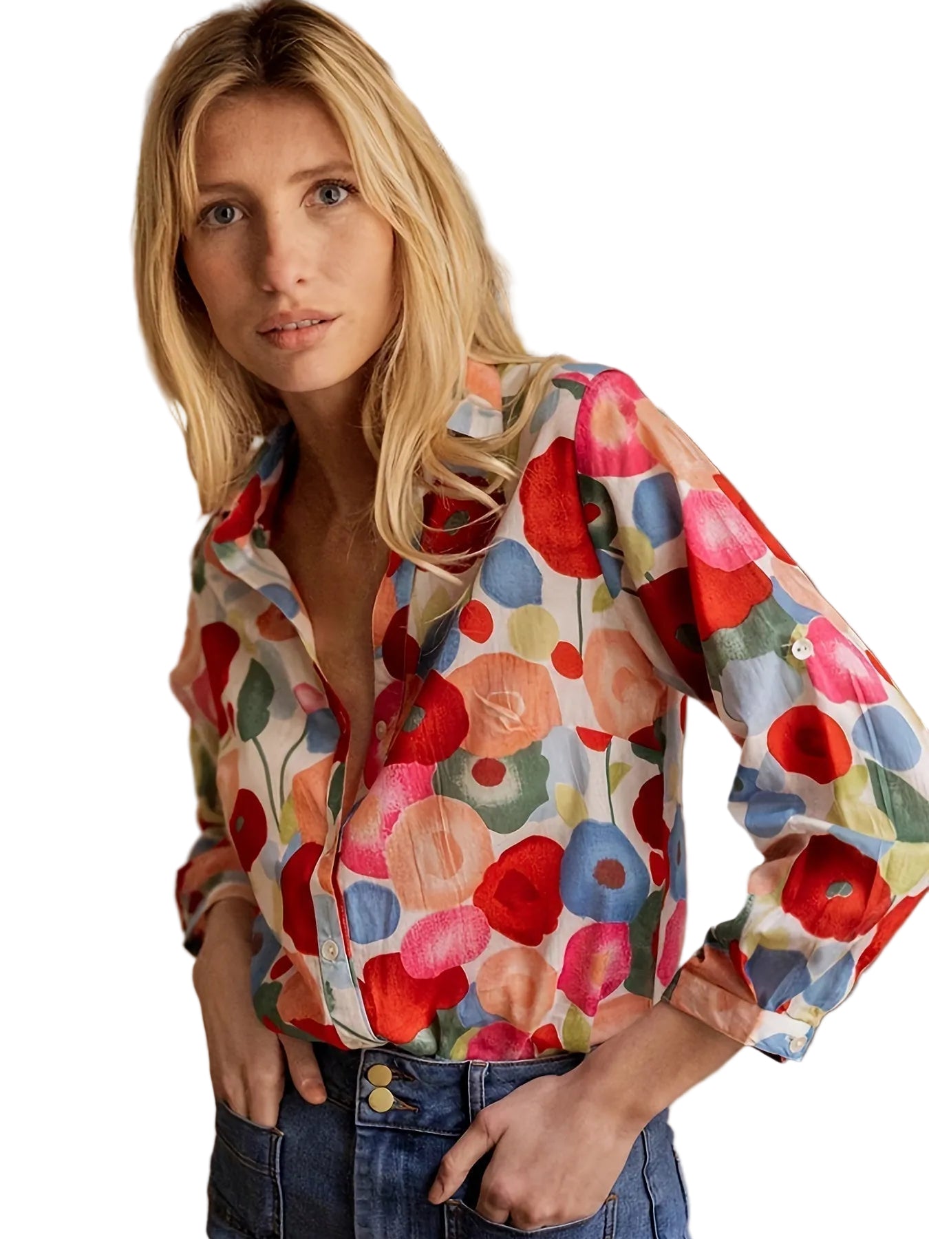 Chemisier à fleurs pour femmes - Manches longues 4