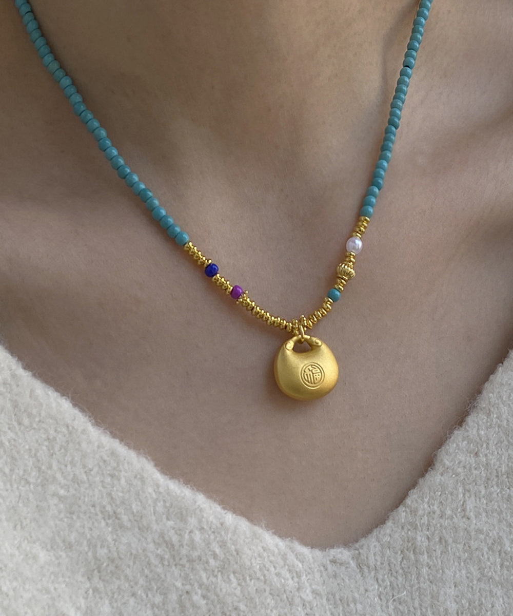 Collier Femme Pendentif Turquoise Design Original 0