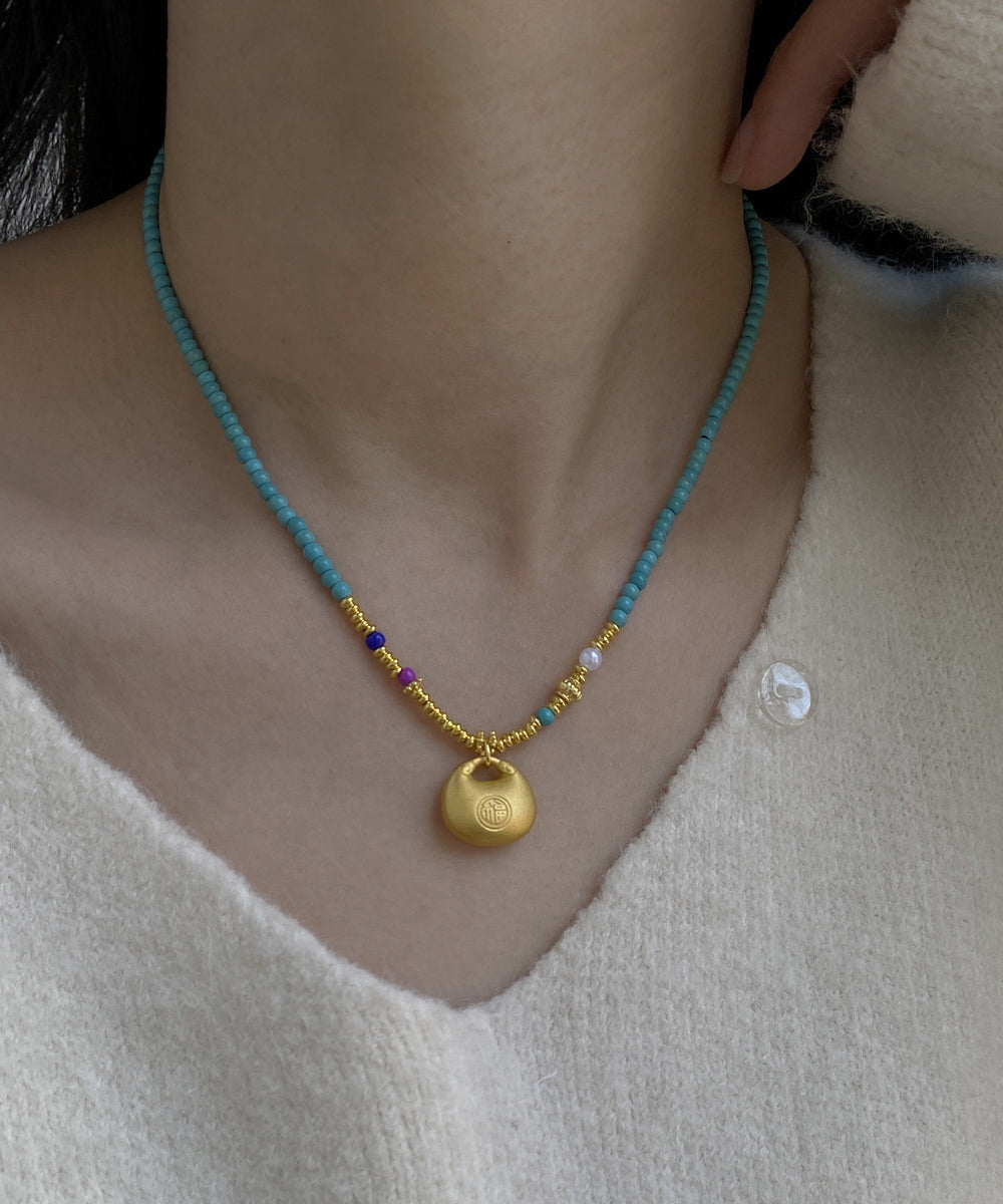 Collier Femme Pendentif Turquoise Design Original 2
