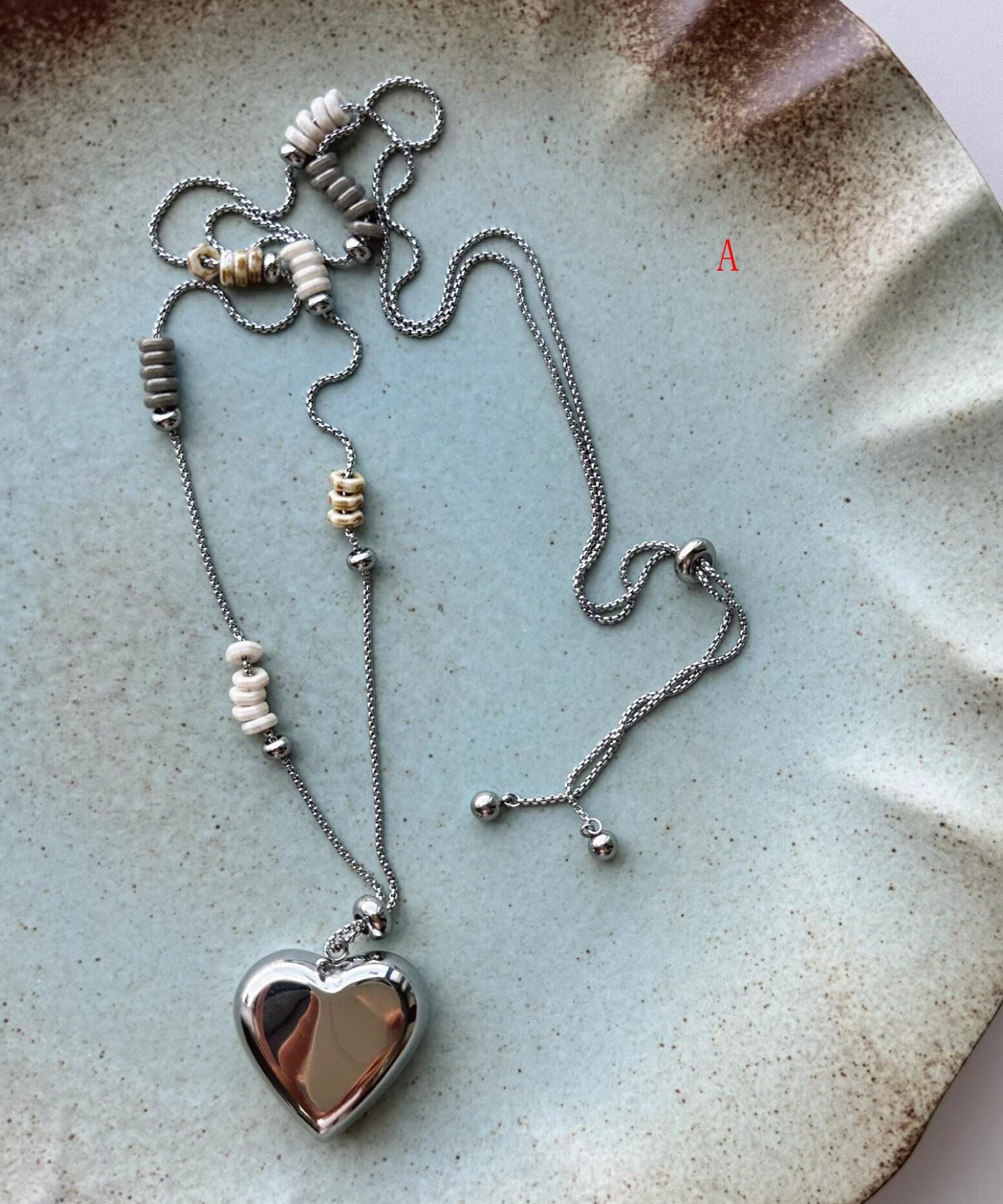 Collier long pour femme style bohème avec pendentif cœur 0