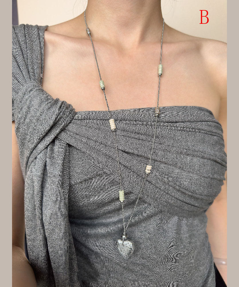 Collier long pour femme style bohème avec pendentif cœur 1