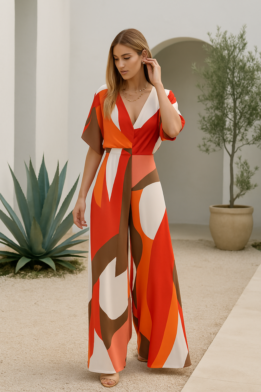 Combinaison Femme V-Haut avec Manches Ample 3