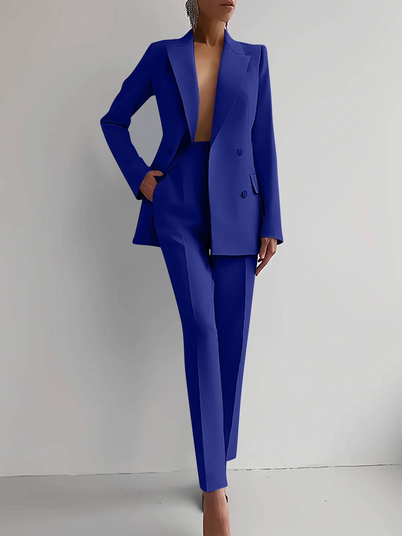 Costume Femme Chic Ensemble Tailleur Veste et Pantalon Moderne 3
