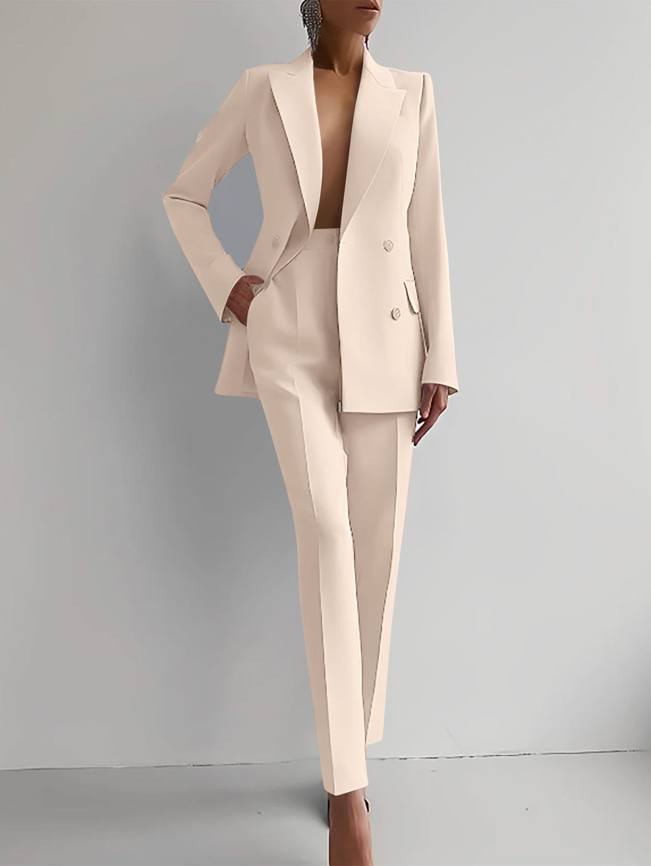 Costume Femme Chic Ensemble Tailleur Veste et Pantalon Moderne 7