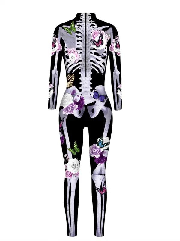 Costume d'Halloween Femme Imprimé Squelette Floral 1