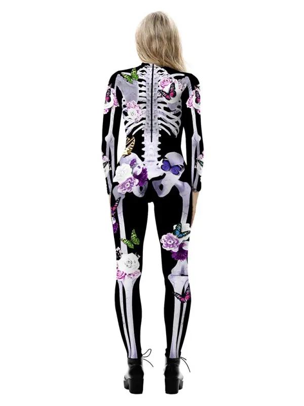 Costume d'Halloween Femme Imprimé Squelette Floral 2