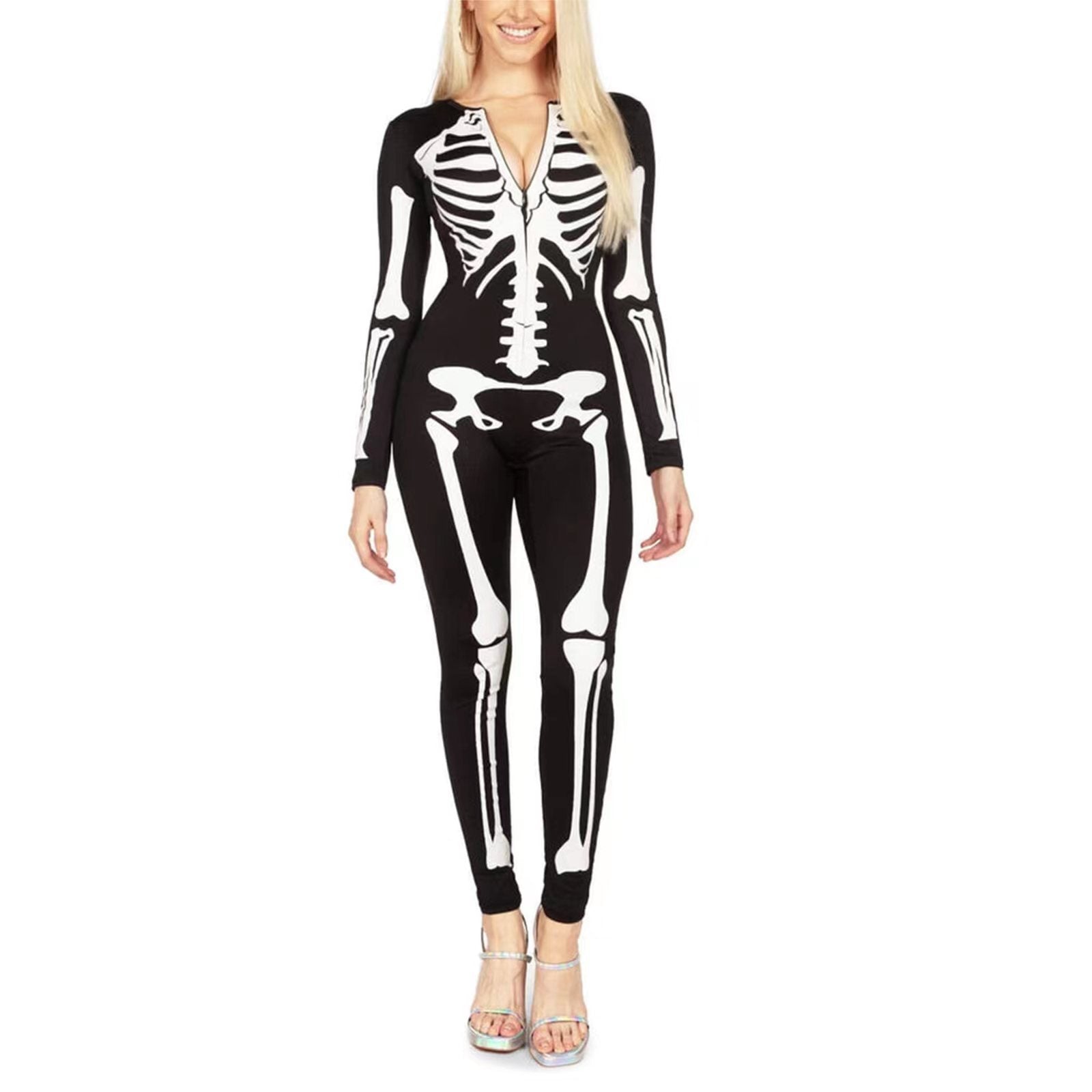 Déguisement d'Halloween Homme Squelette Imprimé Tissu Léger 0