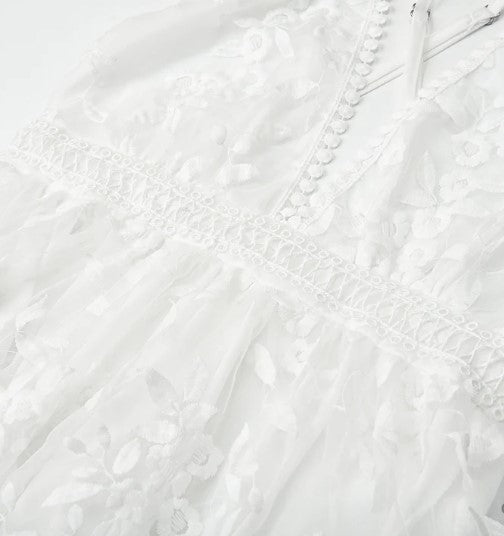 Robe de Cocktail Femme Élégante en Tissu Réseau avec Broderie de Fleurs-6