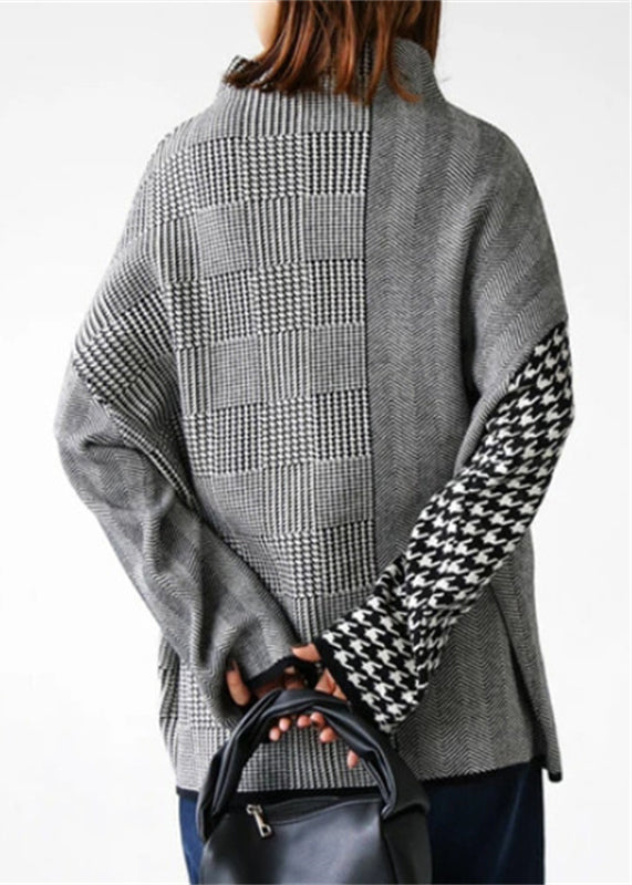 Ensemble Deux Pièces Femme Pull et Jupe à Carreaux 4