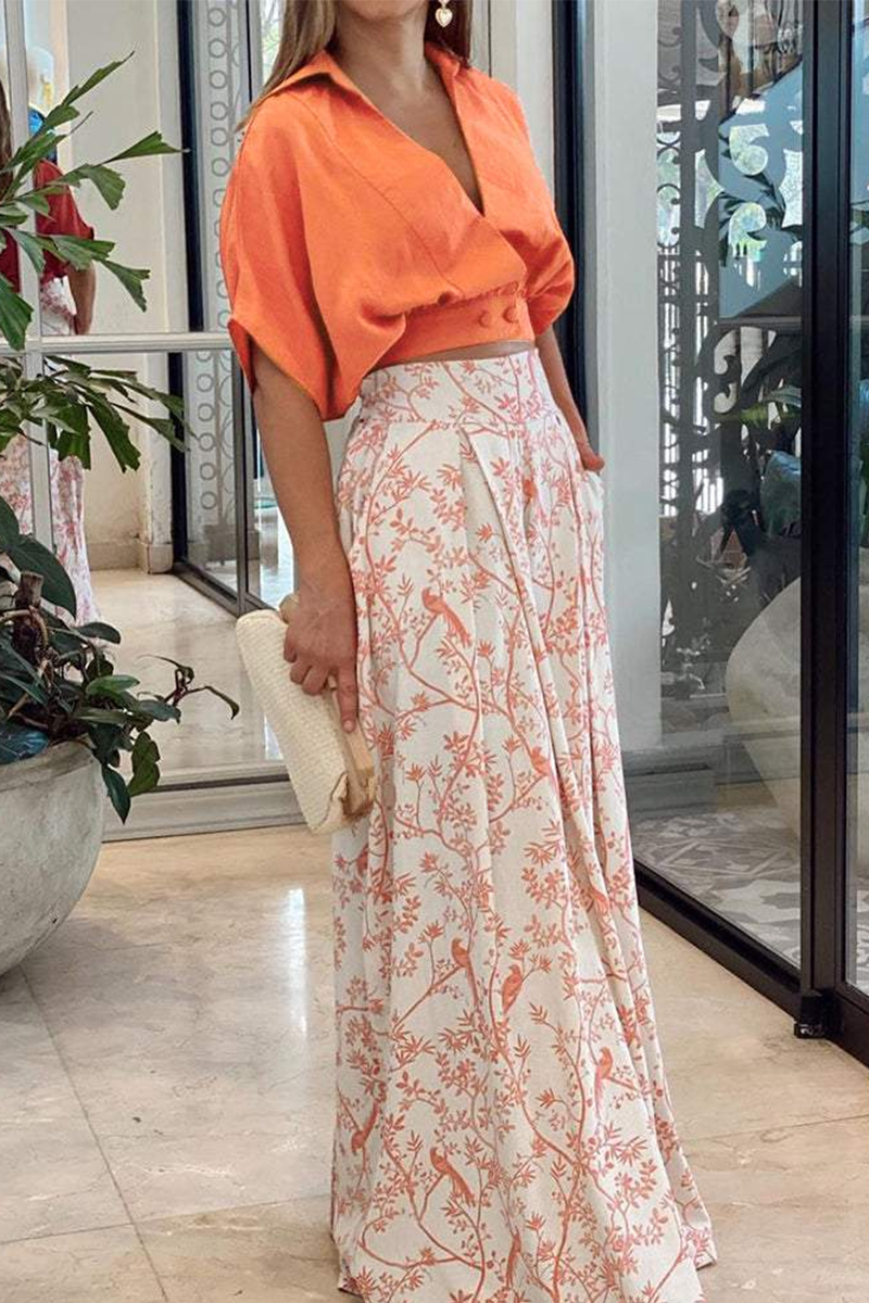 Ensemble Femme Chic avec Crop Top à Manches Bouffantes et Pantalon Palazzo 2