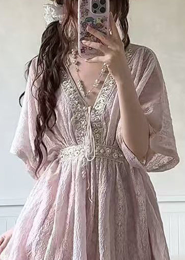 Ensemble Femme Costume Deux Pièces Col V Lacets Style Chic Été 3