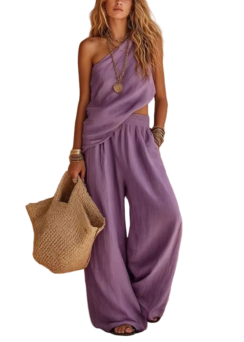 Ensemble Femme Deux Pièces Asymétrique Sans Manches 0