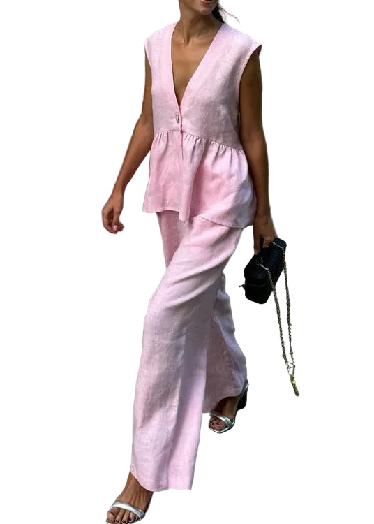Ensemble Femme Deux Pièces Chic Col en V Ample 2