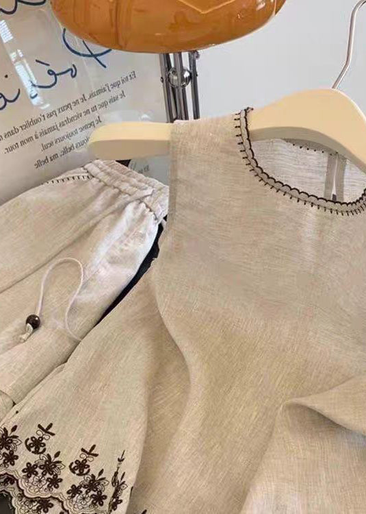 Ensemble Femme Deux Pièces Décontracté Brodé Col Rond Été 4