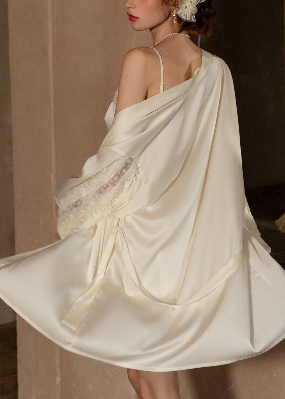Ensemble Femme Deux Pièces Dos Nu Patchwork Tulle et Dentelle 4