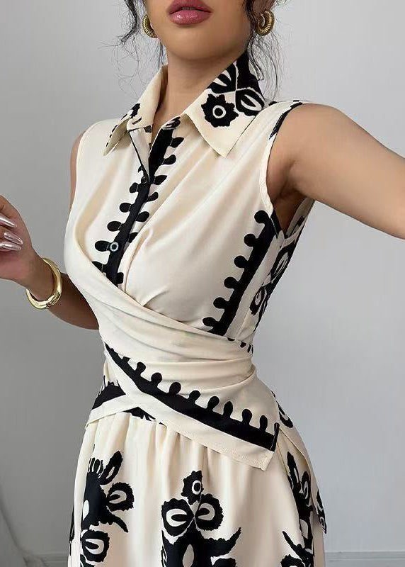 Ensemble Femme Deux Pièces Imprimé Asymétrique Sans Manches 3