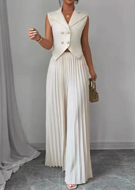 Ensemble Femme Deux Pièces Sans Manches Style Froissé 3