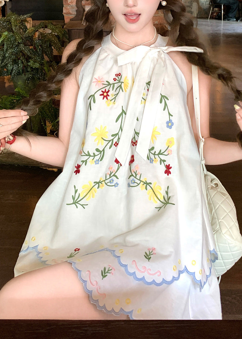 Ensemble Femme Haut Brodé et Jupe Lin Style Estival 3