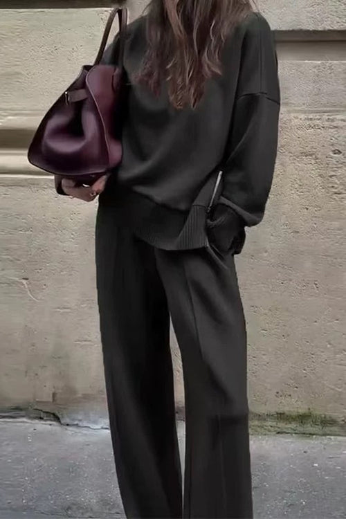 Ensemble Jogging Femme Col Montant et Pantalon Large Décontracté 3