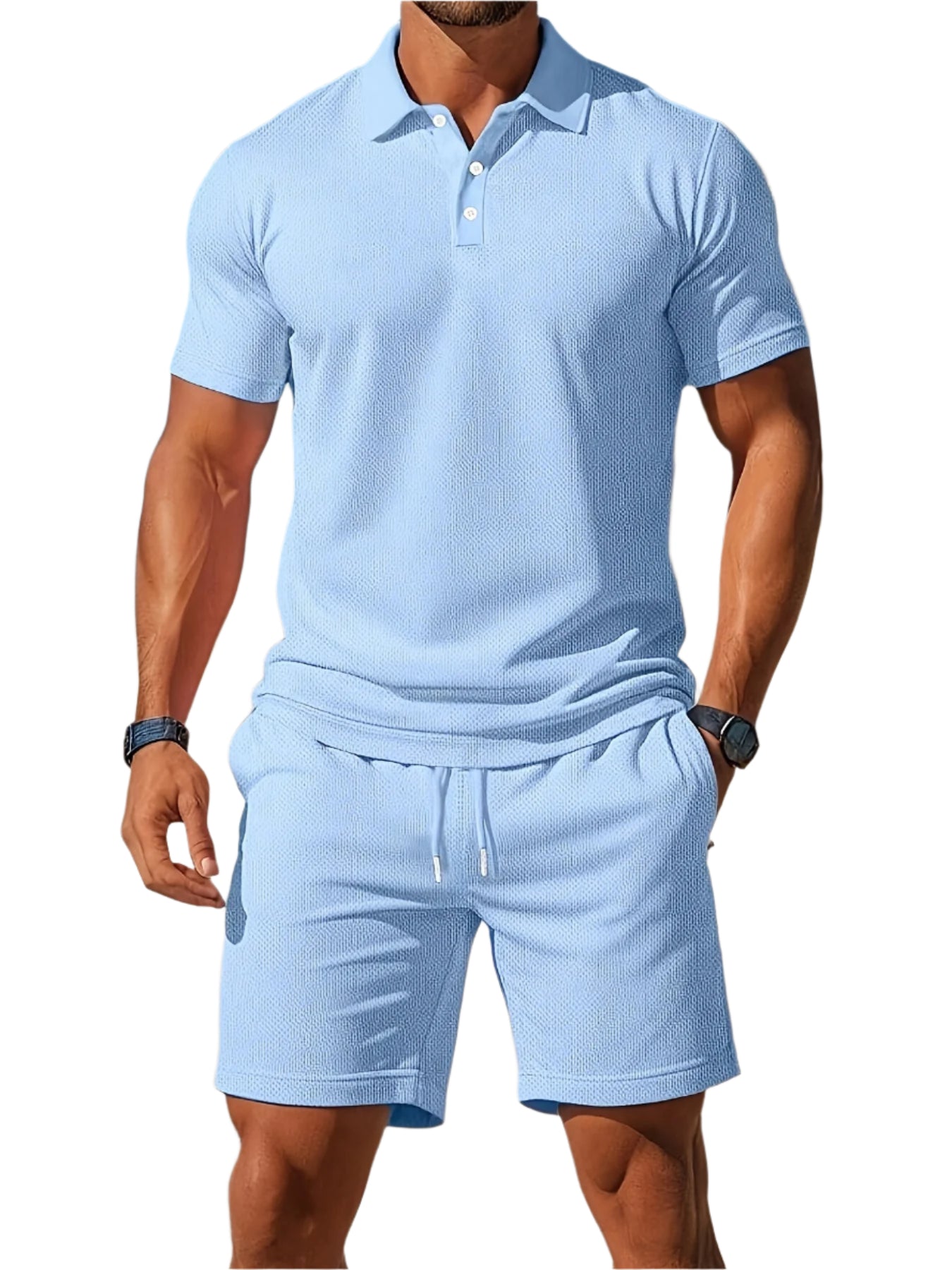 Ensemble d'Été Homme Polo Et Short Tissu Tricoté Léger 0