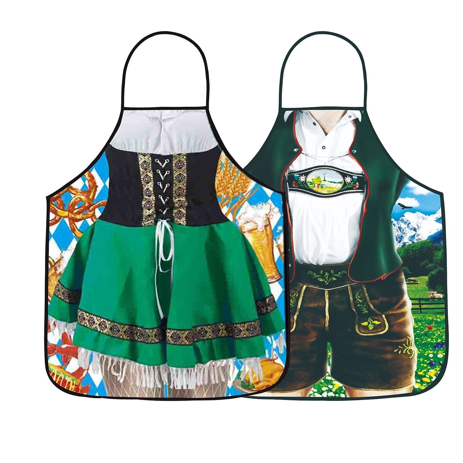 Ensemble de 2 Schürzen Humoristiques pour Couples Style Oktoberfest Imprimé 3D 2