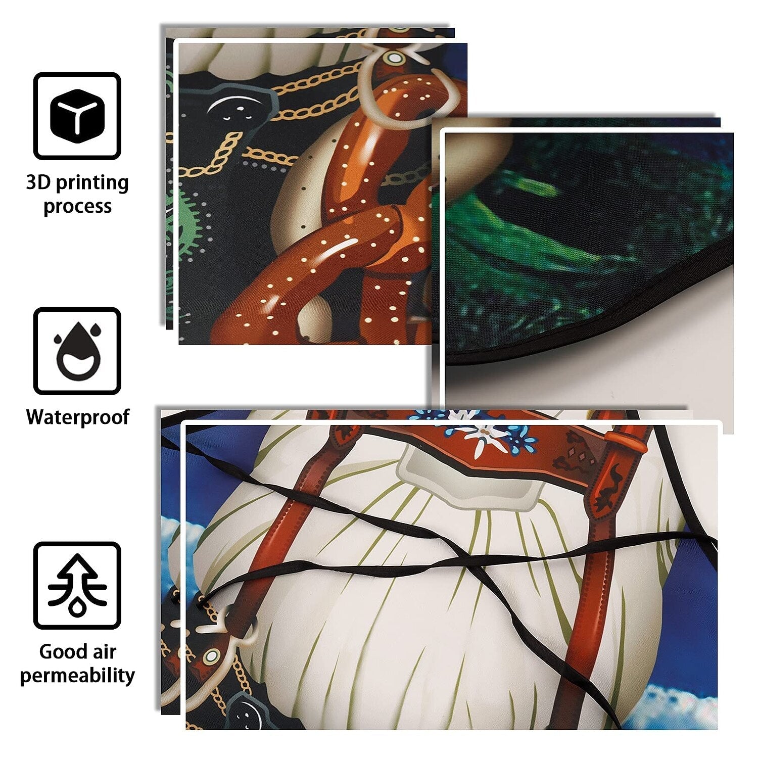 Ensemble de 2 Schürzen Humoristiques pour Couples Style Oktoberfest Imprimé 3D 3