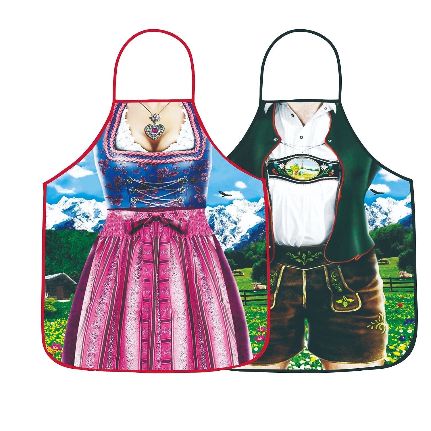 Ensemble de 2 Schürzen Humoristiques pour Couples Style Oktoberfest Imprimé 3D 8