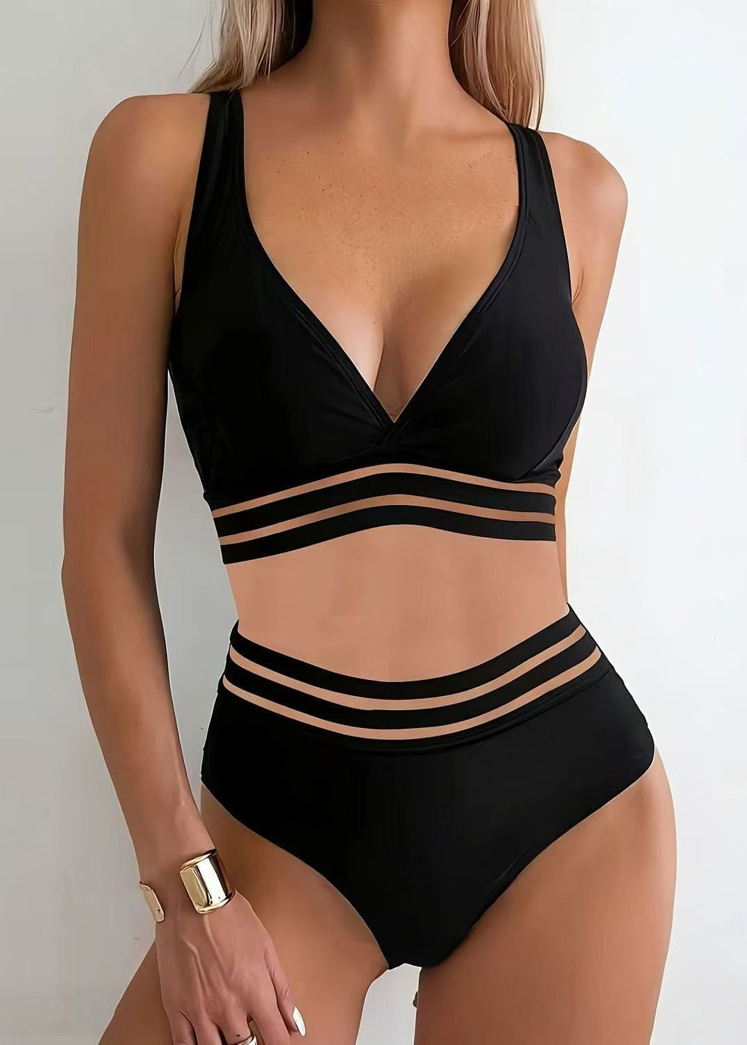 Ensemble de Maillot de Bain Femme Chic à Col en V 3