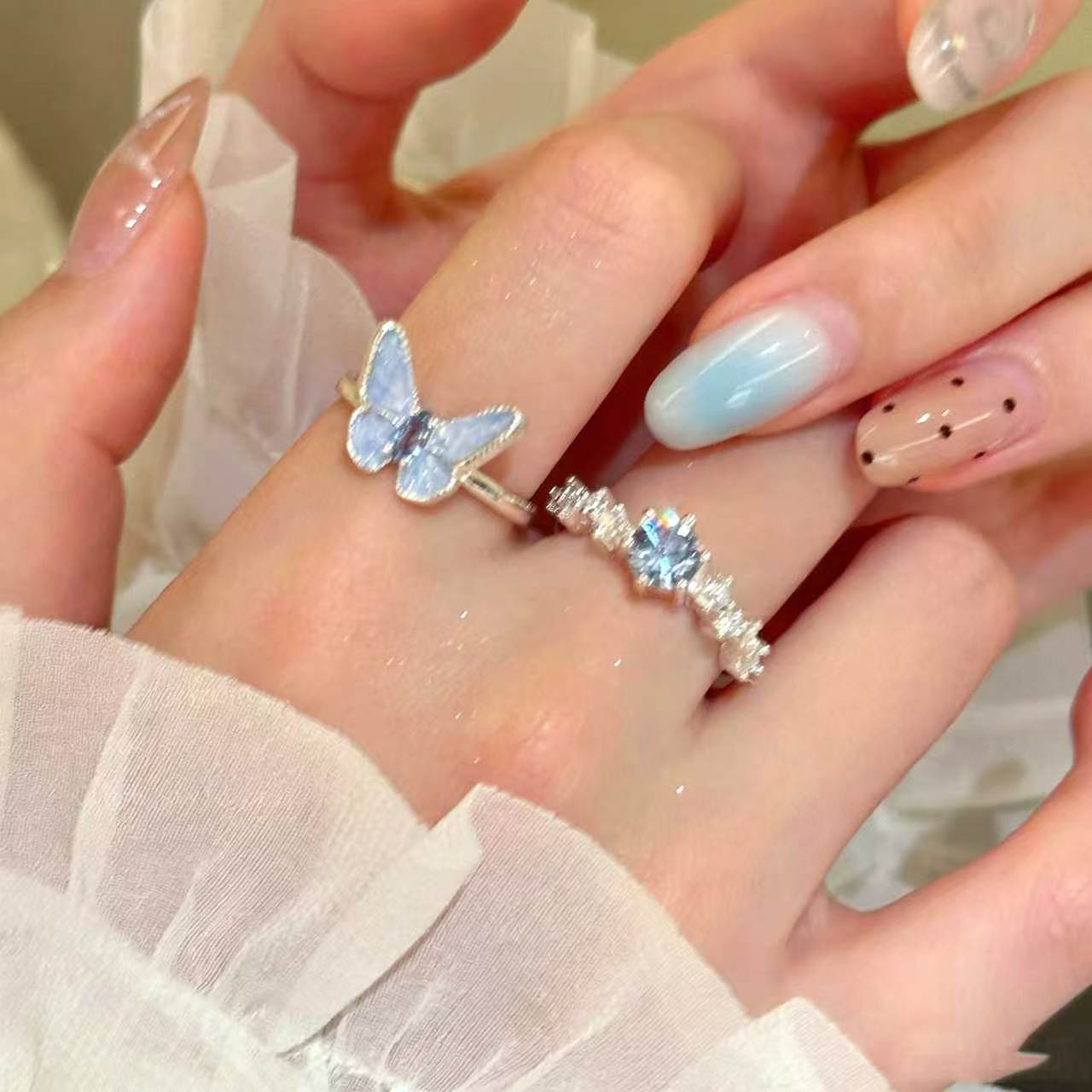 Ensemble de deux bagues papillon pour femme 3
