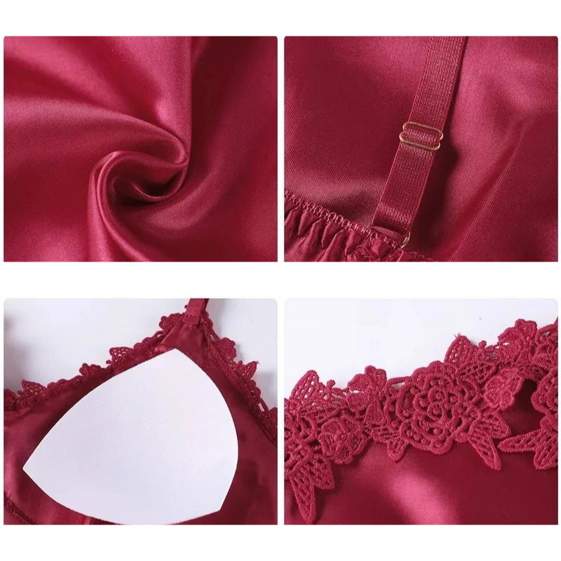 Ensemble de nuit 5 en 1 style satin | Nuisette et pyjama style satin | Vêtements de nuit luxueux pour femmes 2