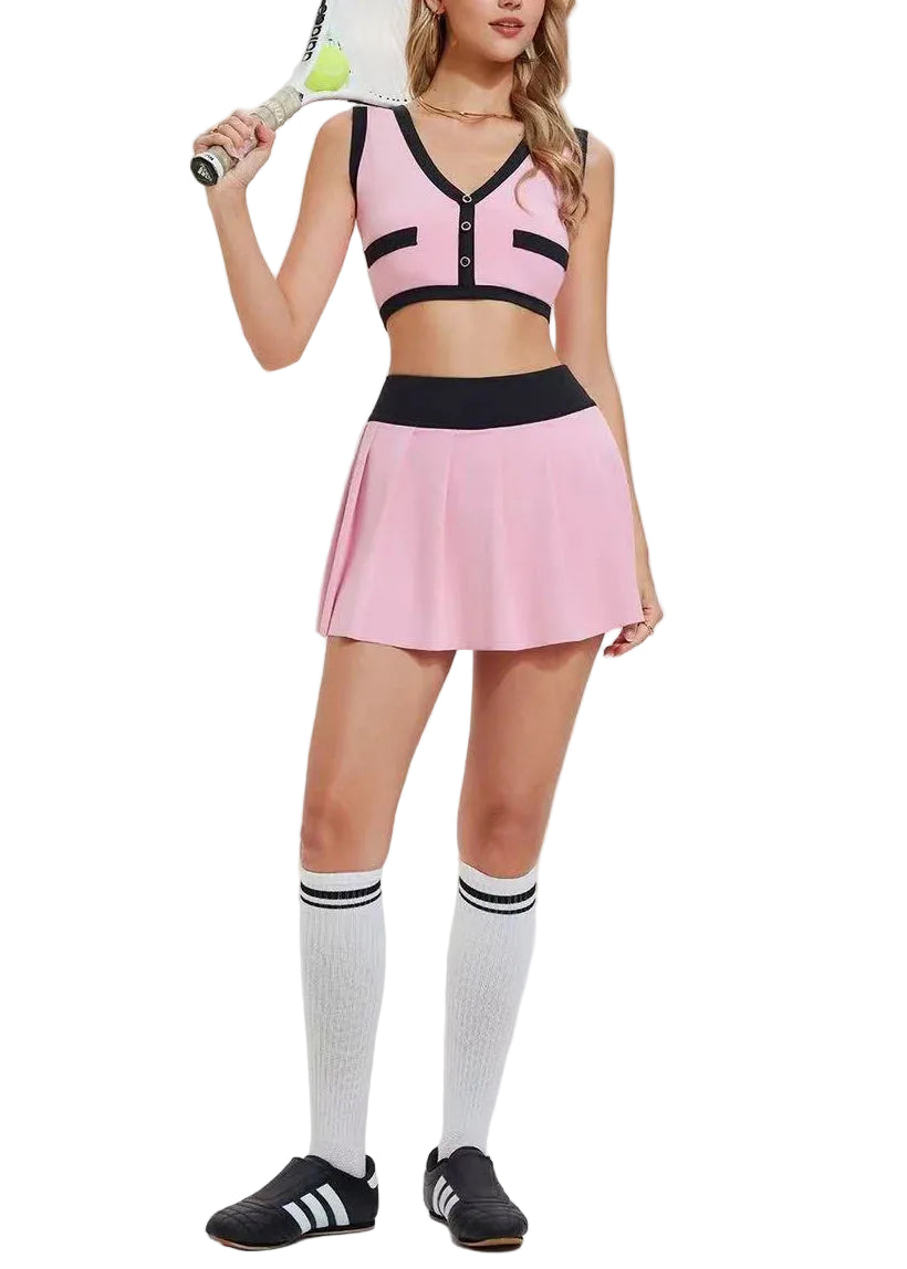 Ensemble de sport pour femme sans manches avec short intégré 0