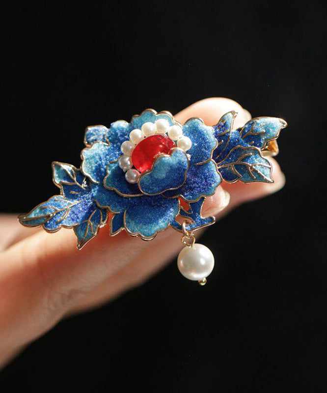 Épingle à cheveux féminine style chinois avec pampilles et perles 0